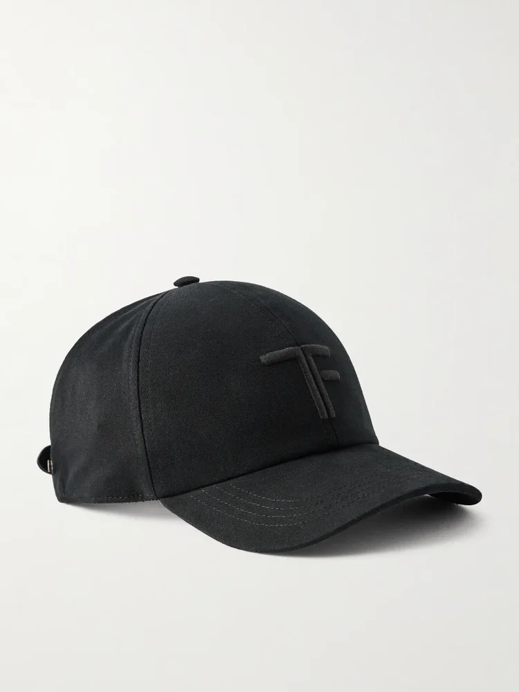 Logo-Embroidered Leather-Trimmed Cotton-Twill Baseball Cap