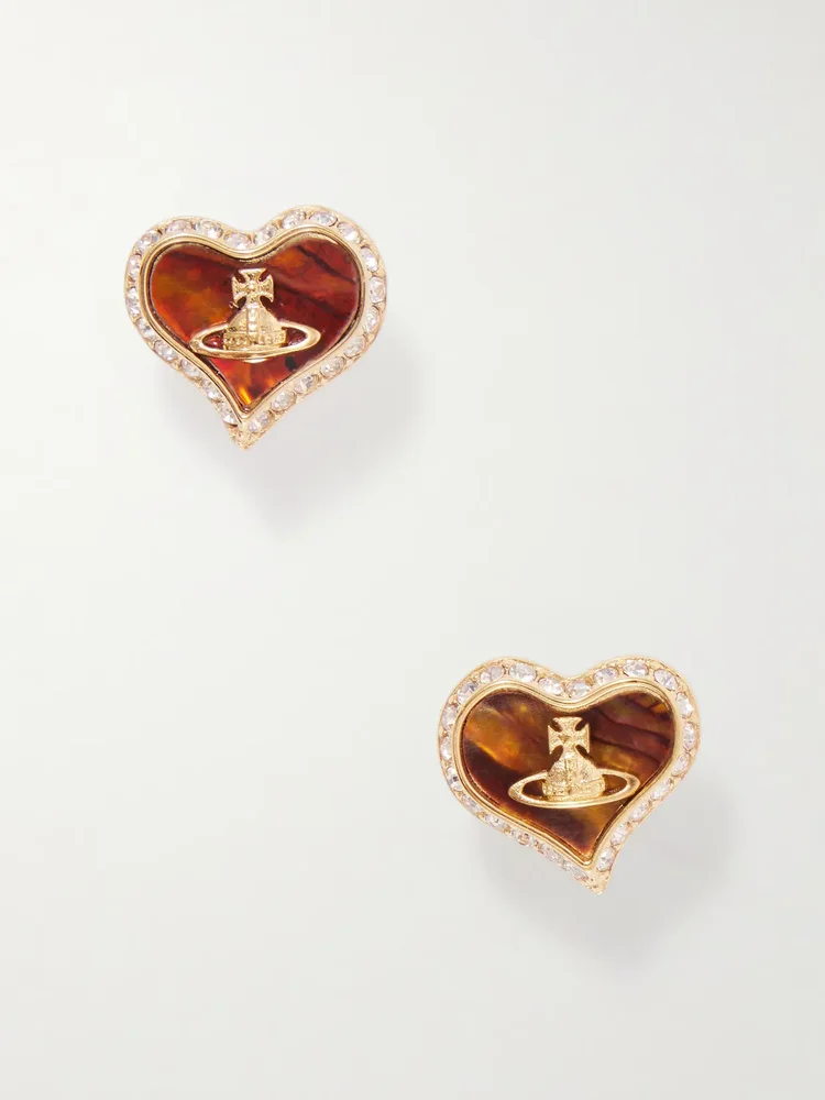Petra gold-tone, crystals and mother-of-pearl earrings