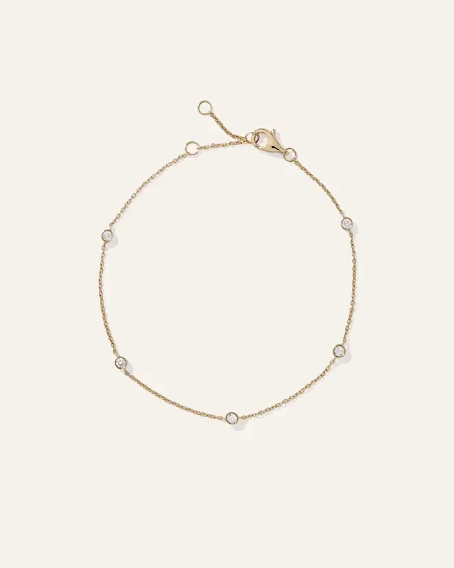 quince Yellow Gold 14K Gold Diamond Bezel Station Bracelet