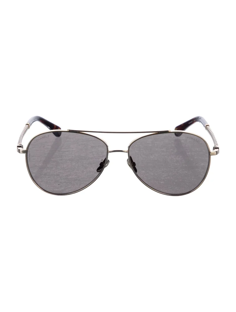 Interlocking CC Logo Metal Aviator Sunglasses