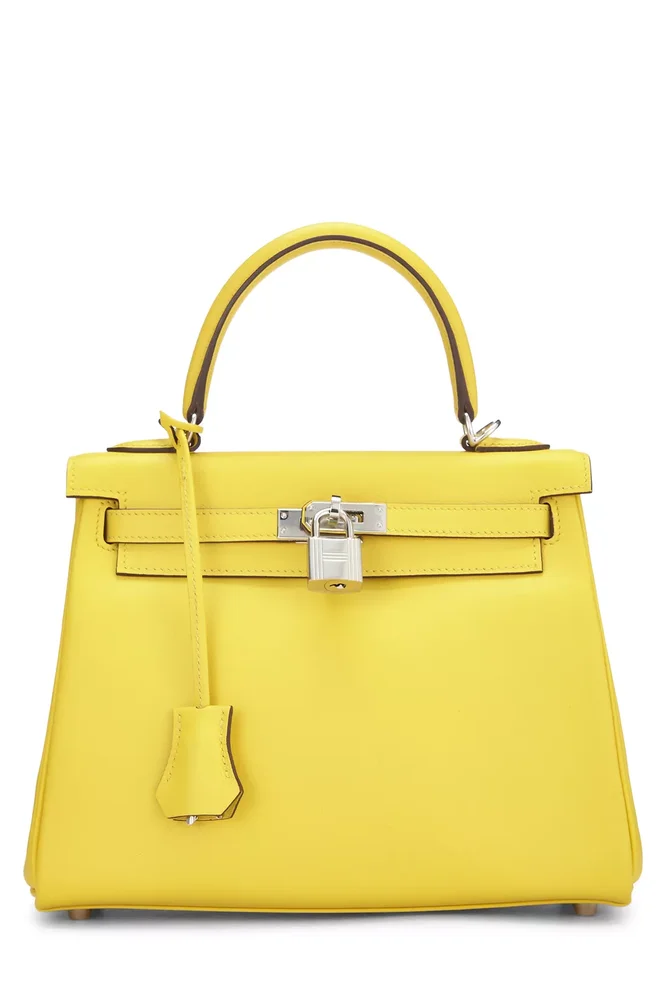 Pre-Owned Kelly Retourne 25 Jaune de Naples Swift