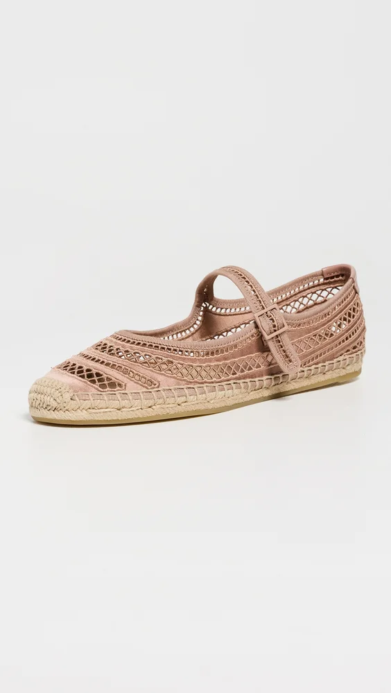 Open Weave Mary Jane Espadrilles - Vintage Mauve