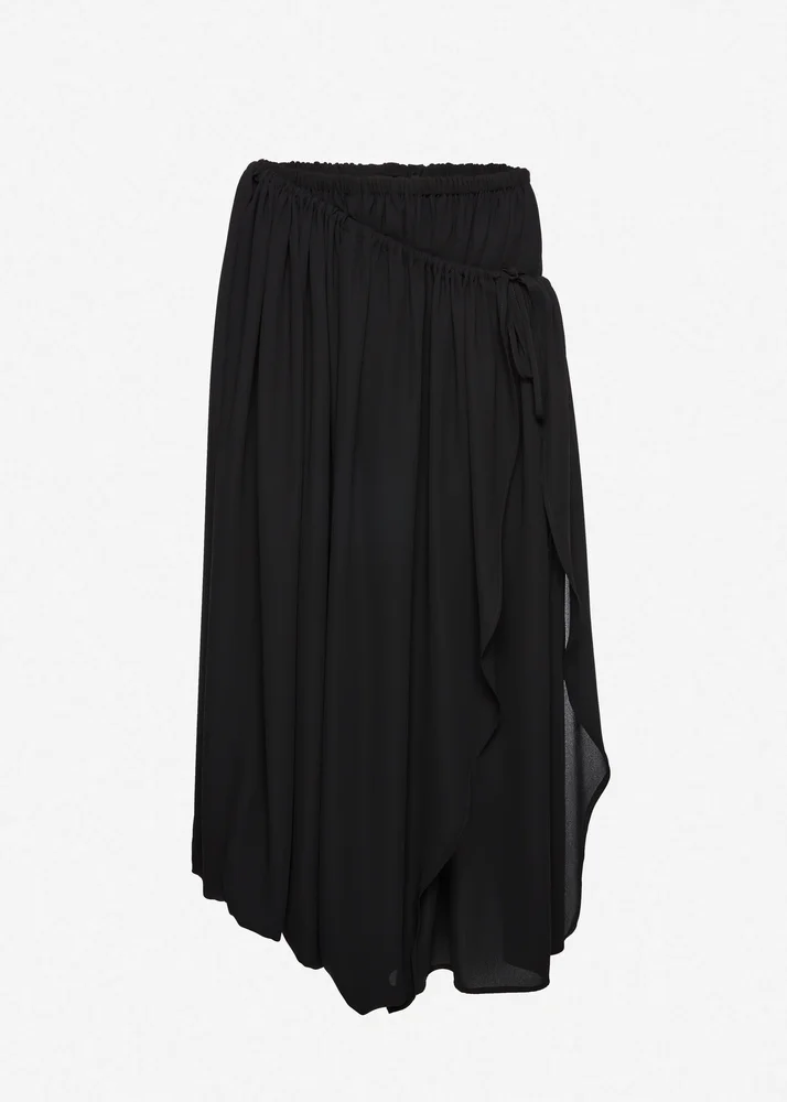 Magda Butrym Wrap-detail midi skirt with tie fastening in black