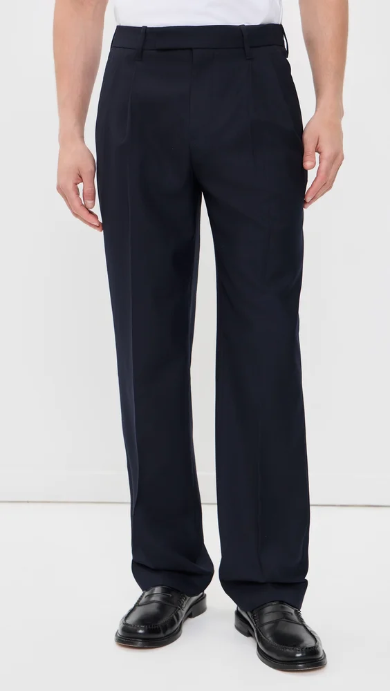 Refined Twill Double Pleated Louie Trousers