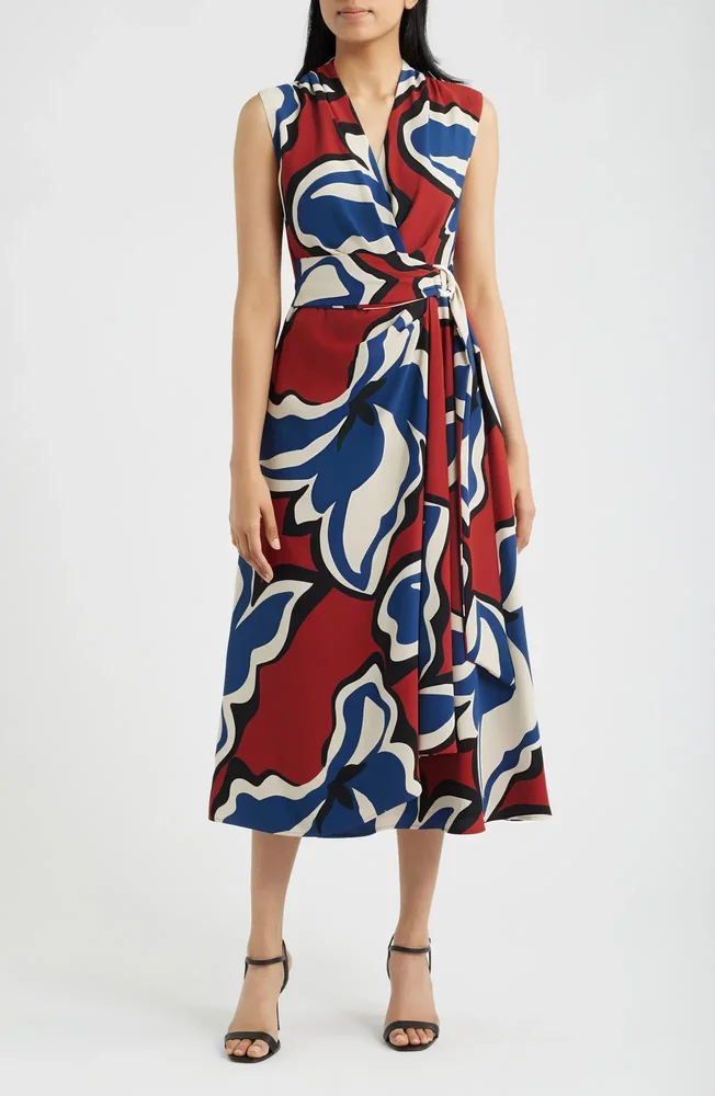 Surplice Wrap Midi Dress