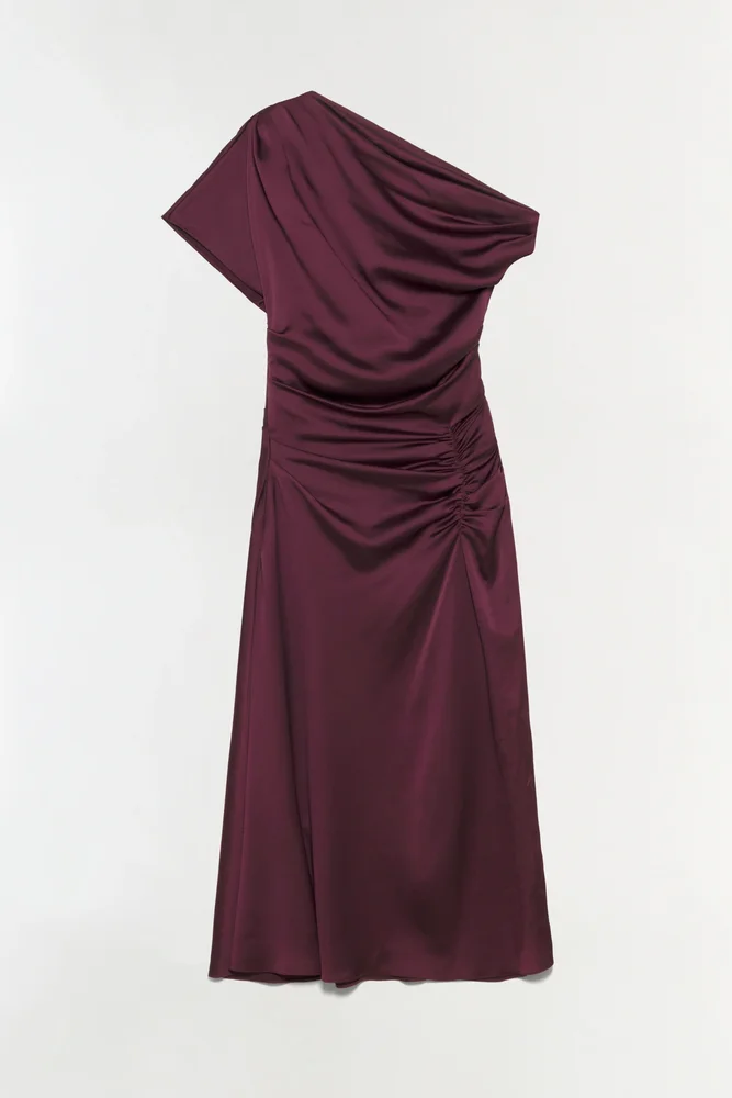 Joanna Off Shoulder Satin Midi Dress