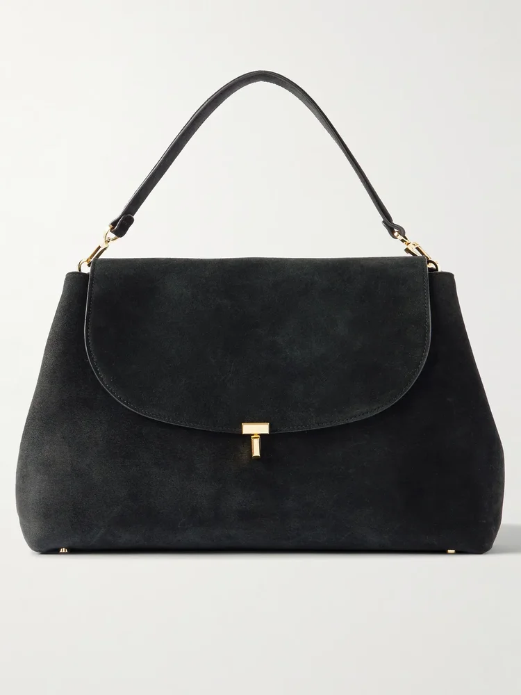 t lock suede shoulder bag