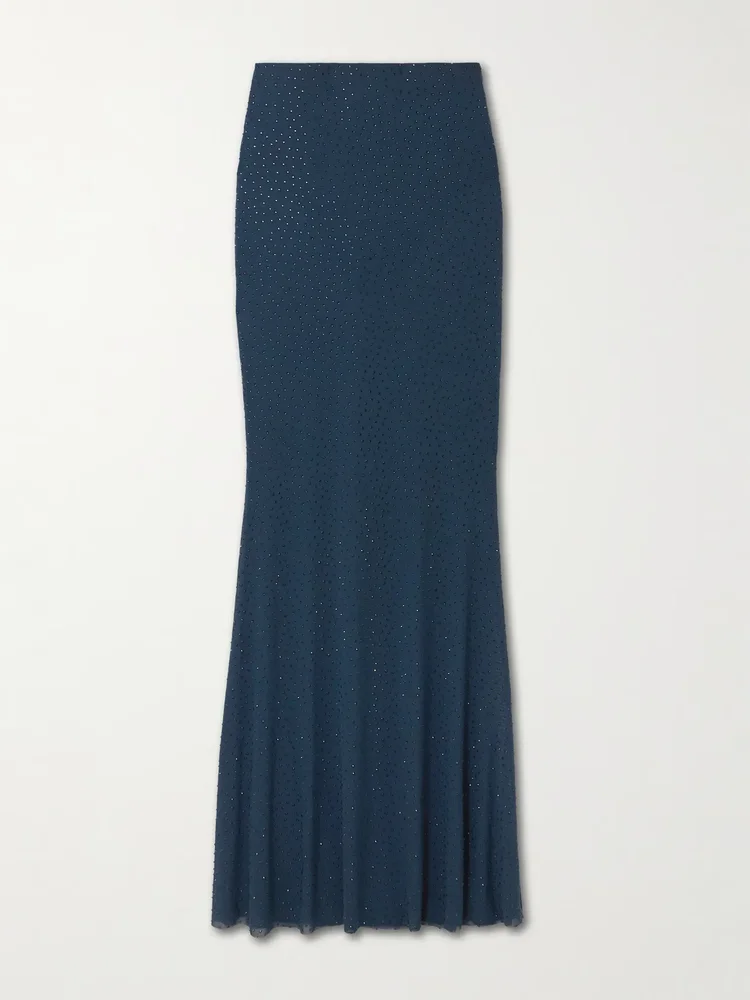 Elivera crystal-embellished stretch-tulle maxi skirt