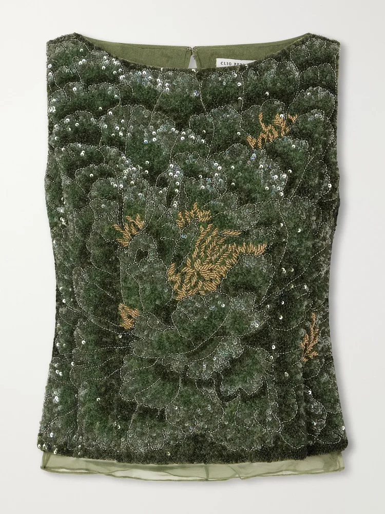 Sequined crepe blouse