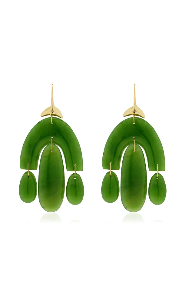 18k Green Gold Jade Girandole Earring