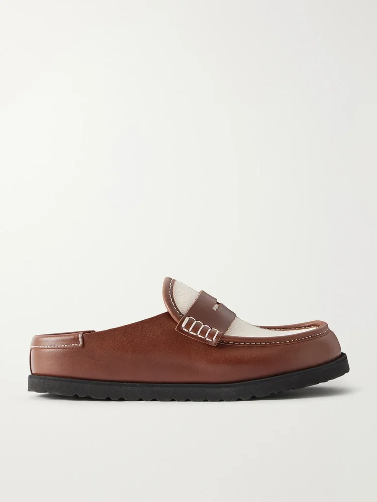 Naples Wrapped canvas-trimmed leather loafers