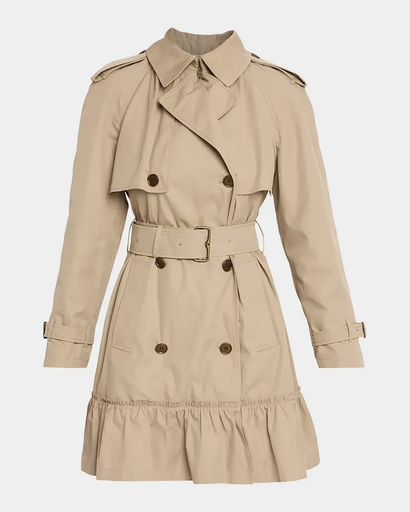 Ruffle Belted Short Trench Coat