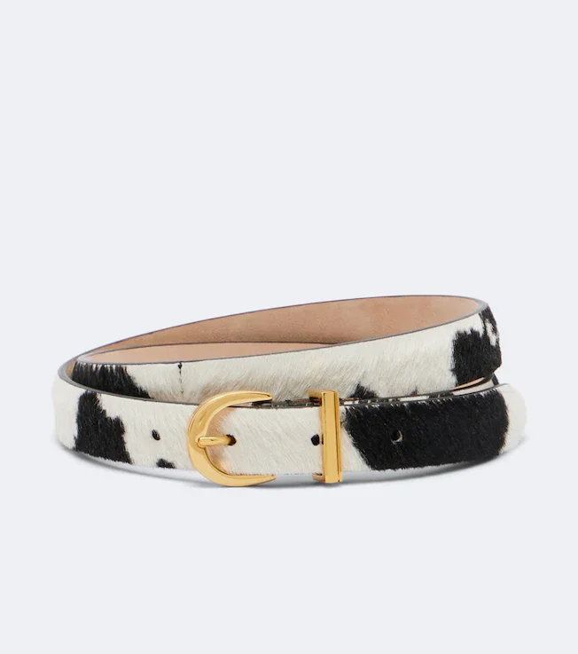 Luna cow-print calf hair belt