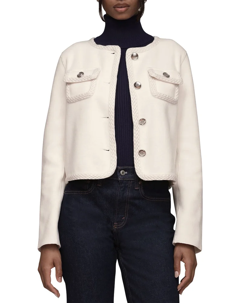 Cropped Jacket With Crochet Trim