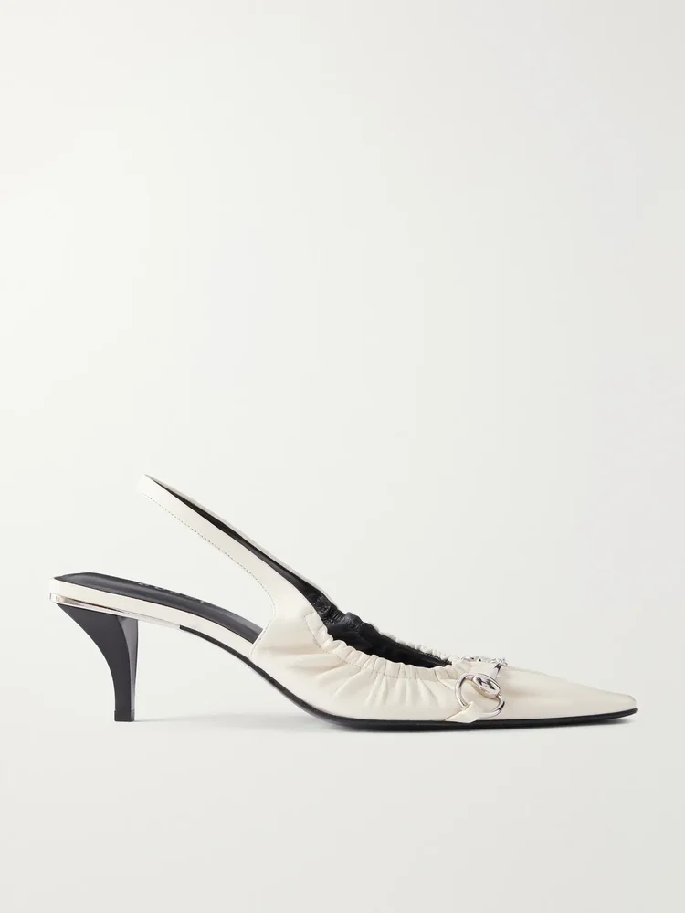 vittoria 55 horsebit embellished leather slingback pumps