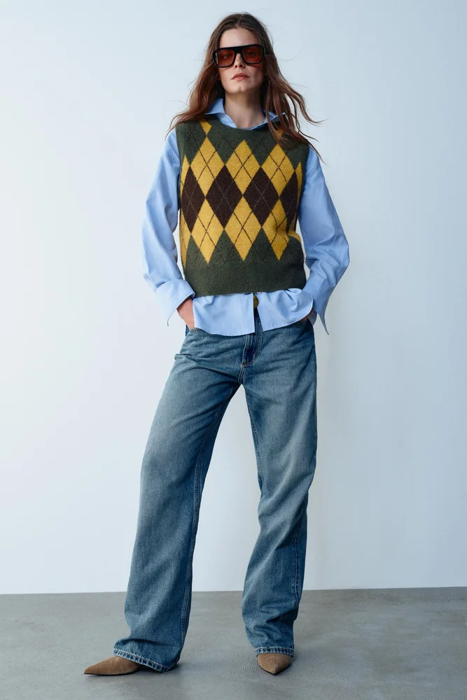 Soft Knit Argyle Vest