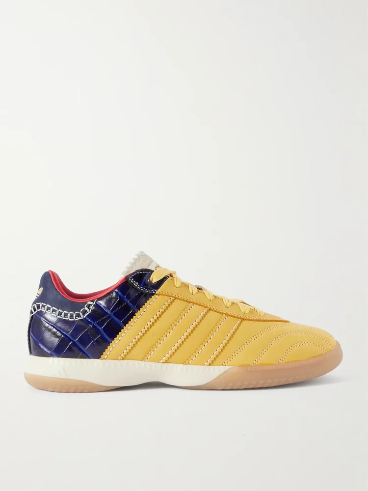+ Wales Bonner Samba Millennium paneled suede and croc-effect leather sneakers