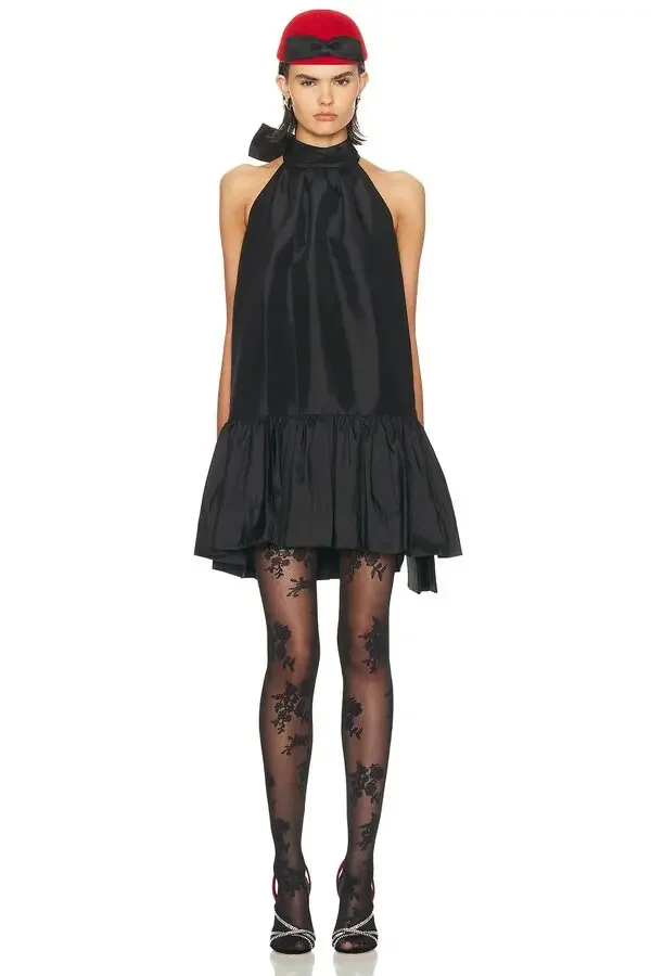 hope bow tie mini dress - black
