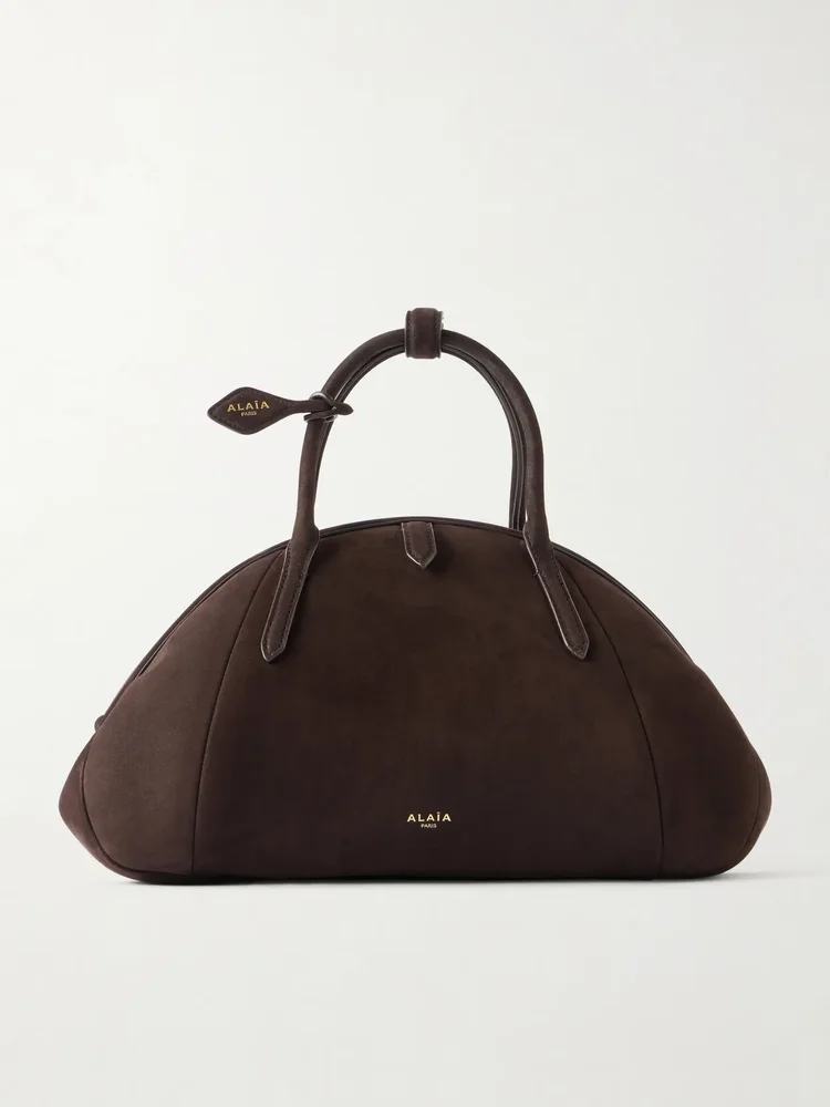 Suede top-handle bag