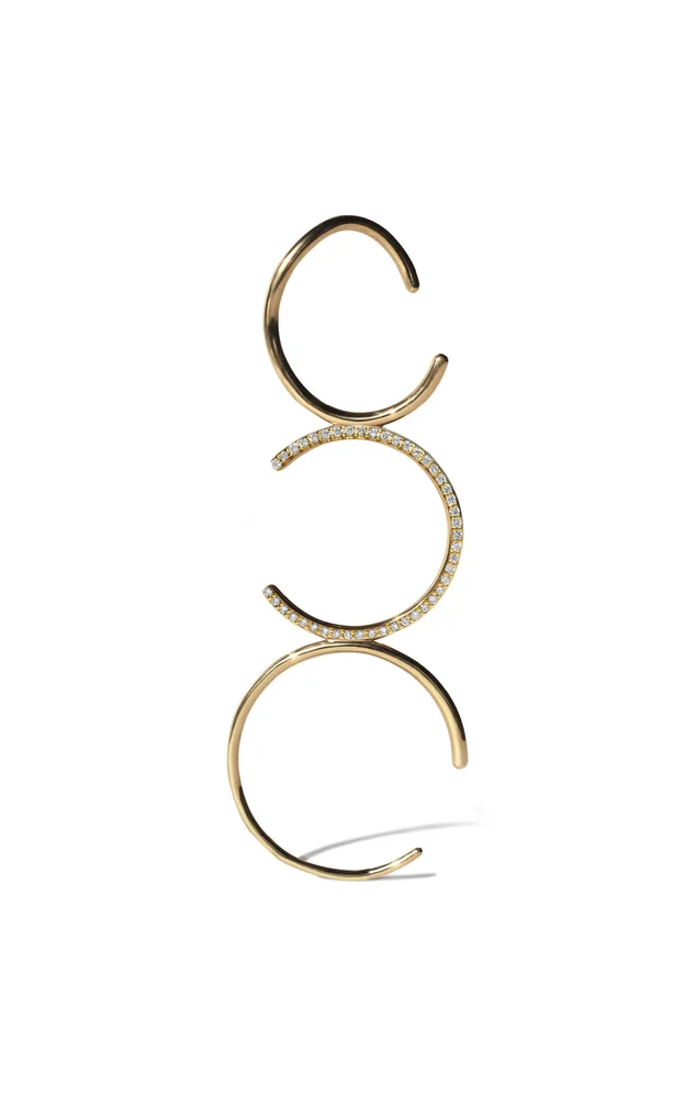 18k Yellow Gold C Pave Single Ear Pin