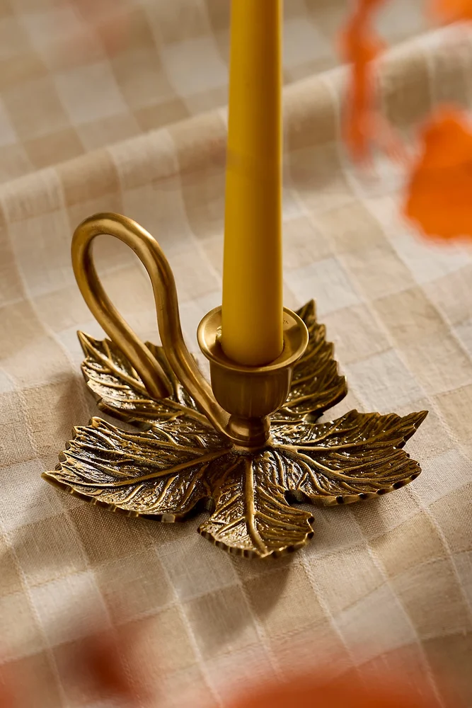 Brass Leaf Taper Holder