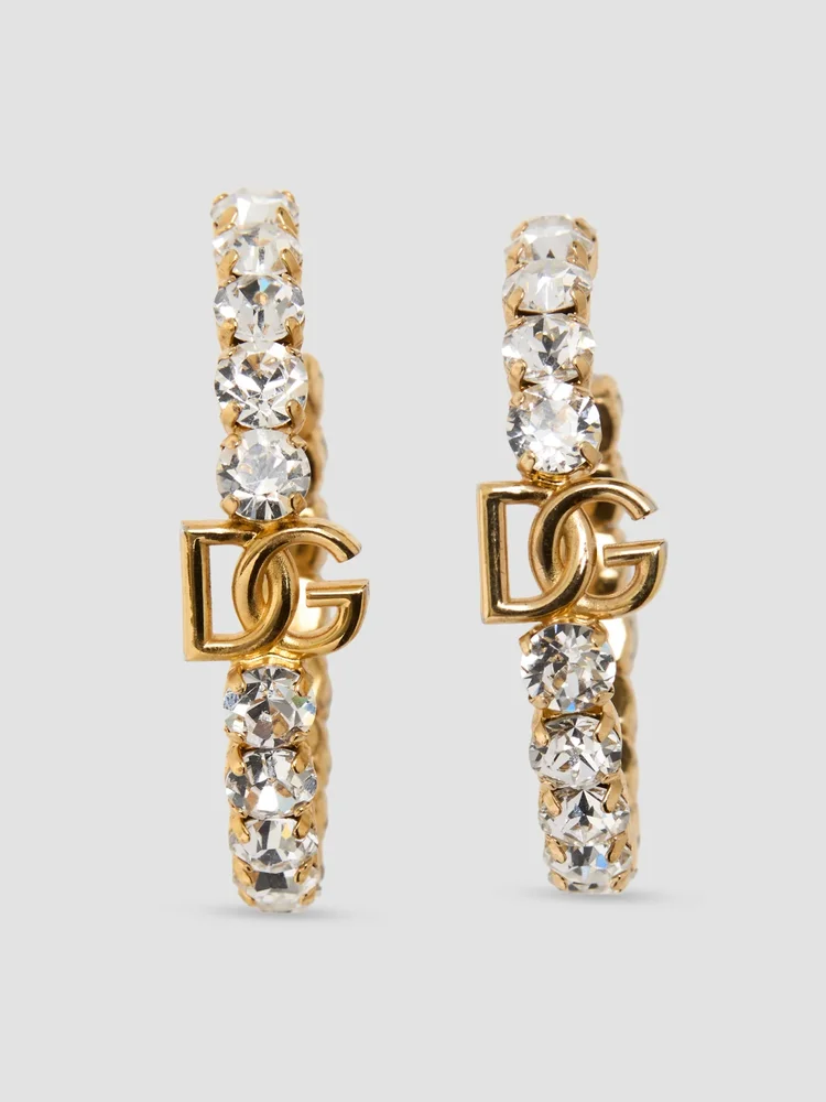 Goldtone & Glass Crystal Monogram Hoop Earrings
