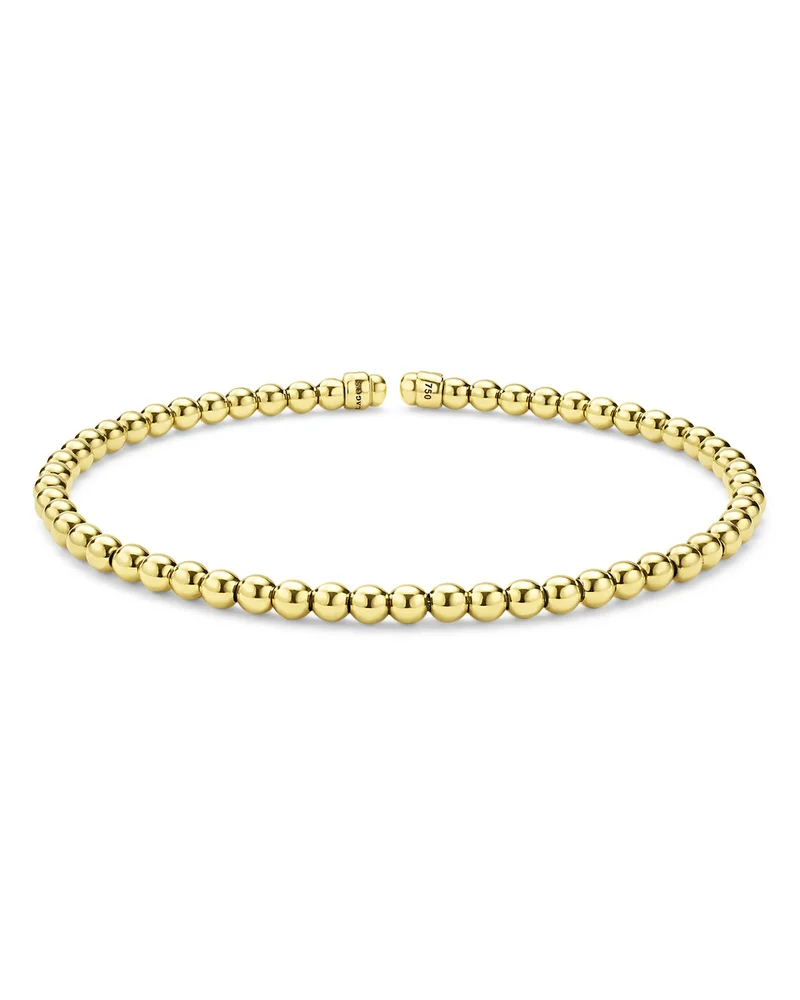 18K Yellow Gold Caviar Gold Beaded Cuff Bracelet