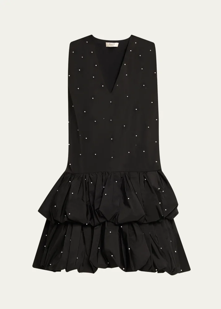 Alberta Embellished Bubble-Hem Mini Dress