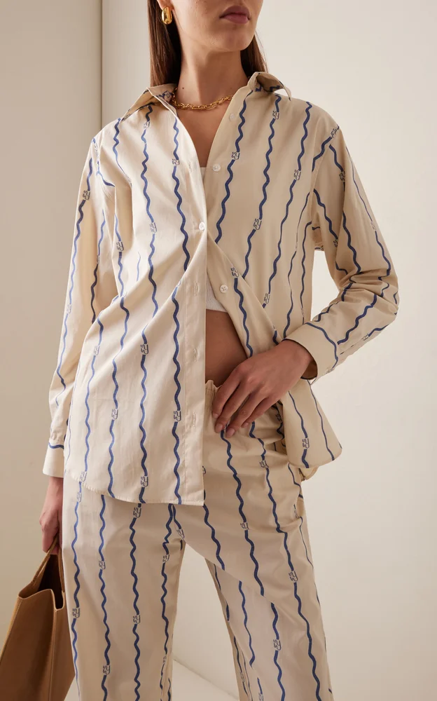 Bouy Wave-Patterned Cotton Fil Coupé Shirt