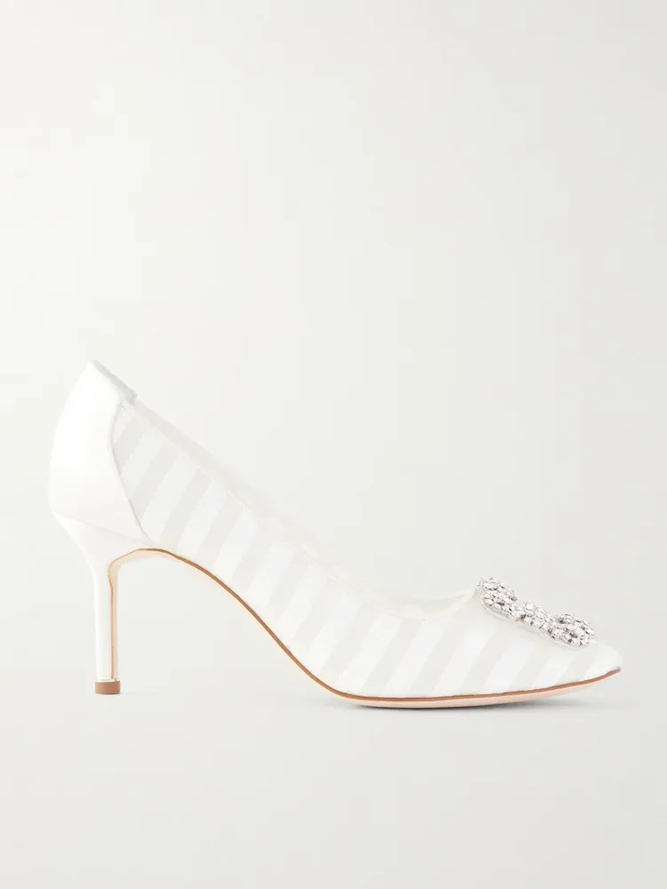 Hangisila 70 leather and mesh pumps