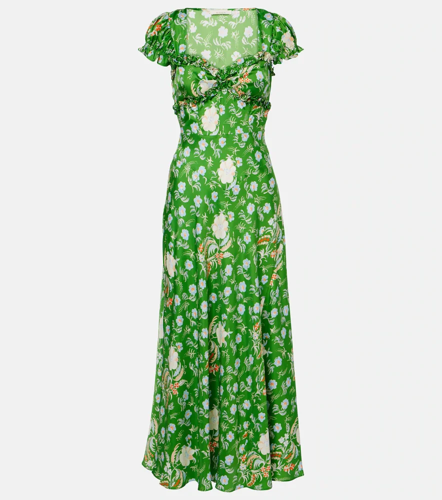 Valerine floral silk satin maxi dress