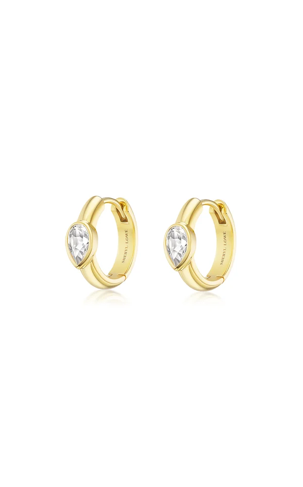 14K Yellow Gold Crystal And Diamond Earrings