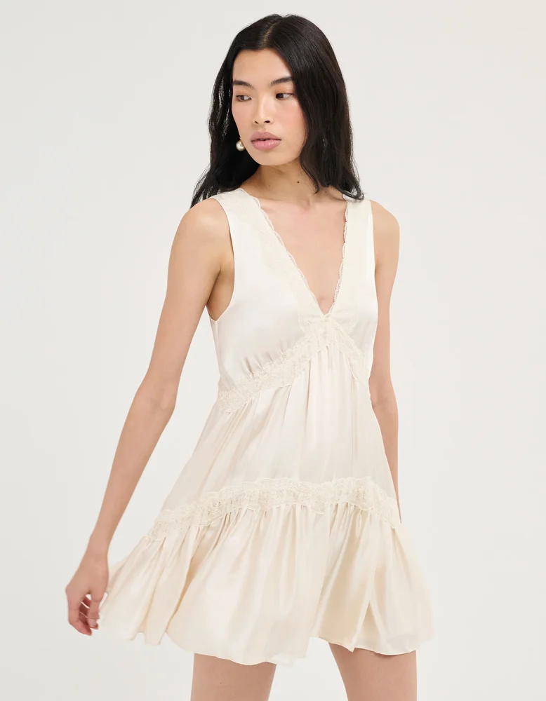 Moonlace Mini Dress, Ivory
