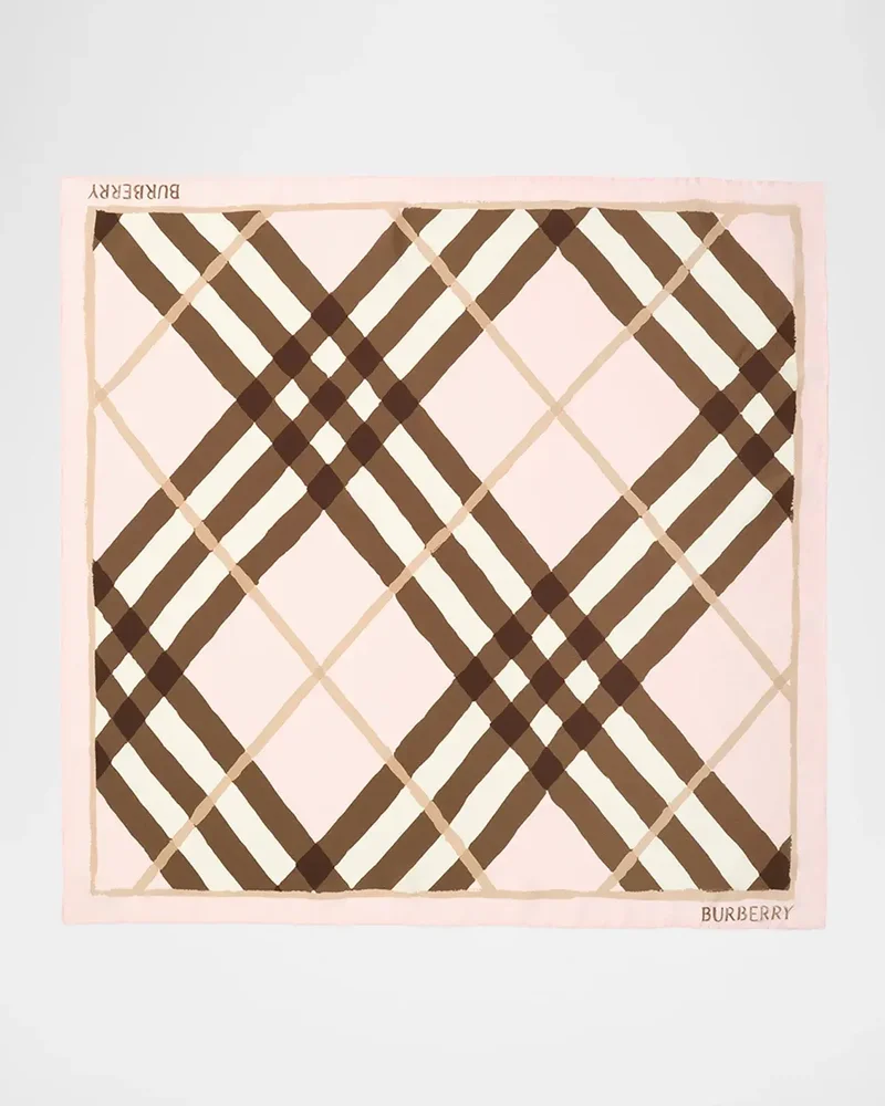 Watercolor Check Silk Scarf