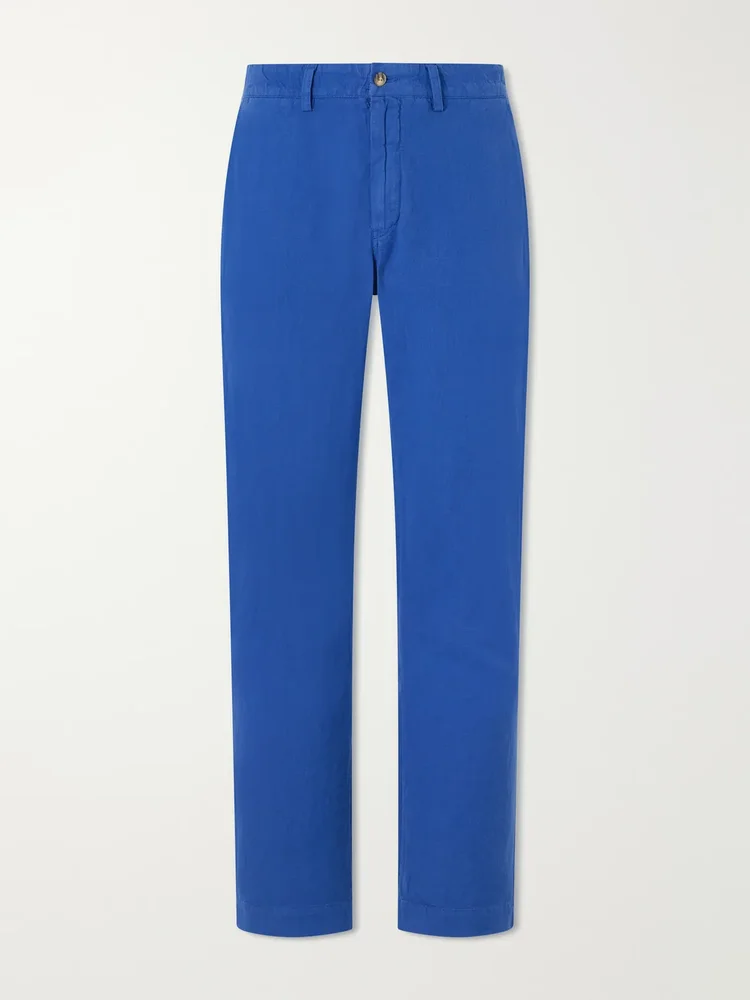 Straight-Leg Linen and Cotton-Blend Trousers