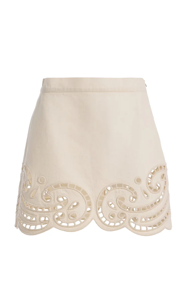 The Cadiz Eyelet Denim Skirt