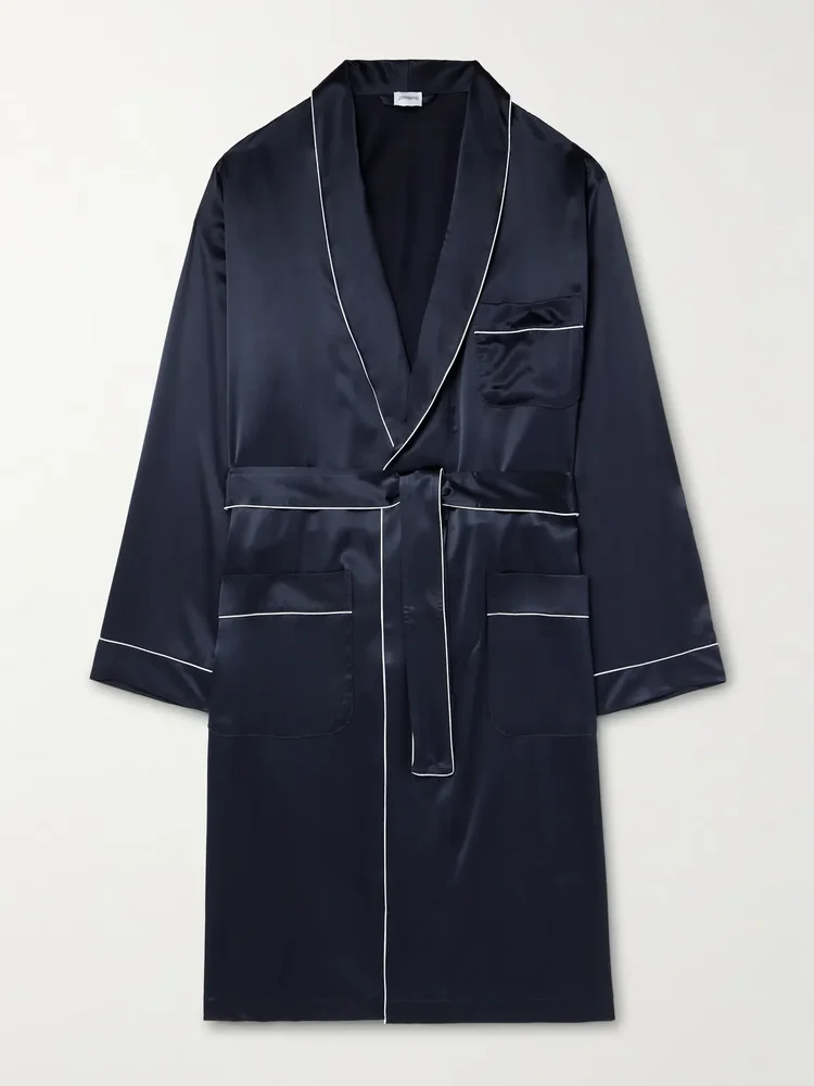 Belted Silk-Satin Robe