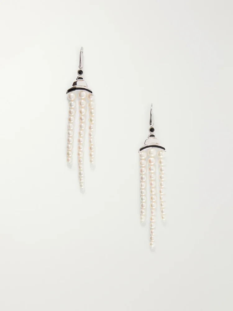 Vera sterling silver, mother-of-pearl, spinel and enamel earrings