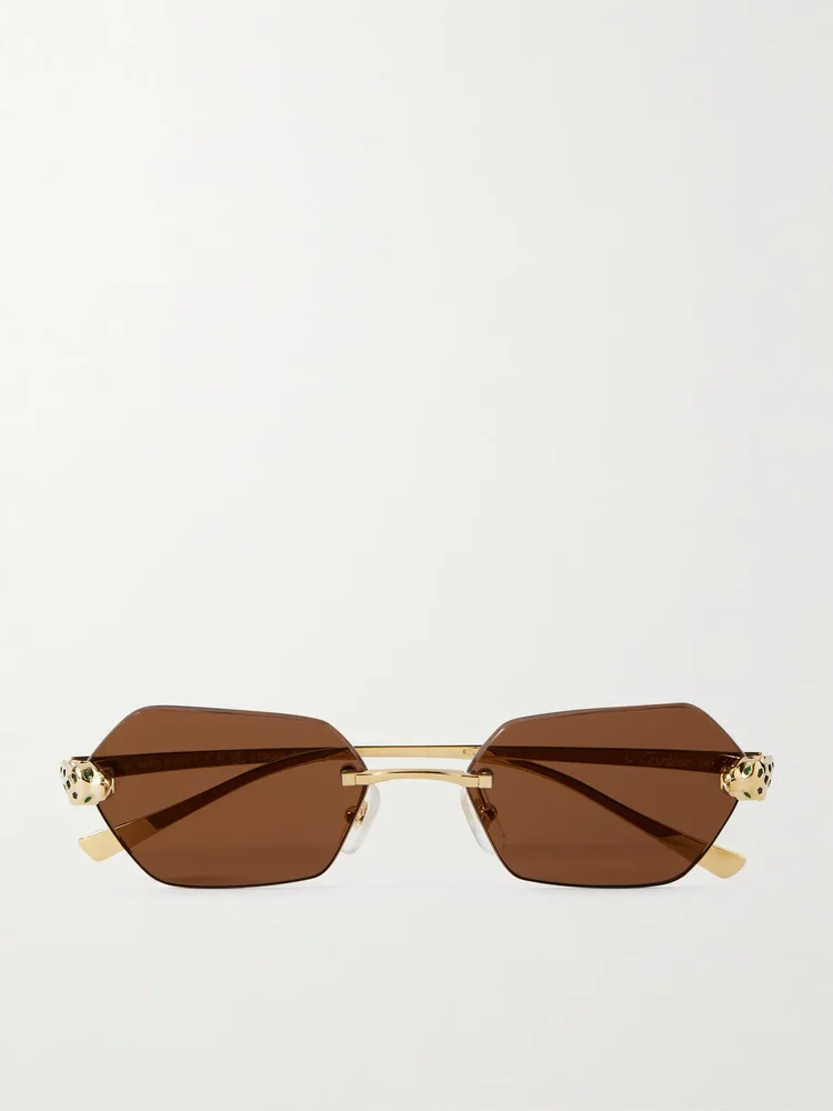 Panthère de Cartier rimless hexagon-frame gold-tone sunglasses