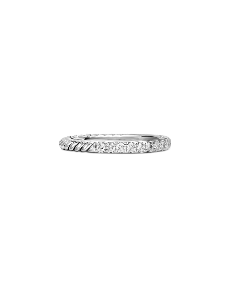 Cable Collectibles® Stack Ring in Sterling Silver with Diamonds, 2mm