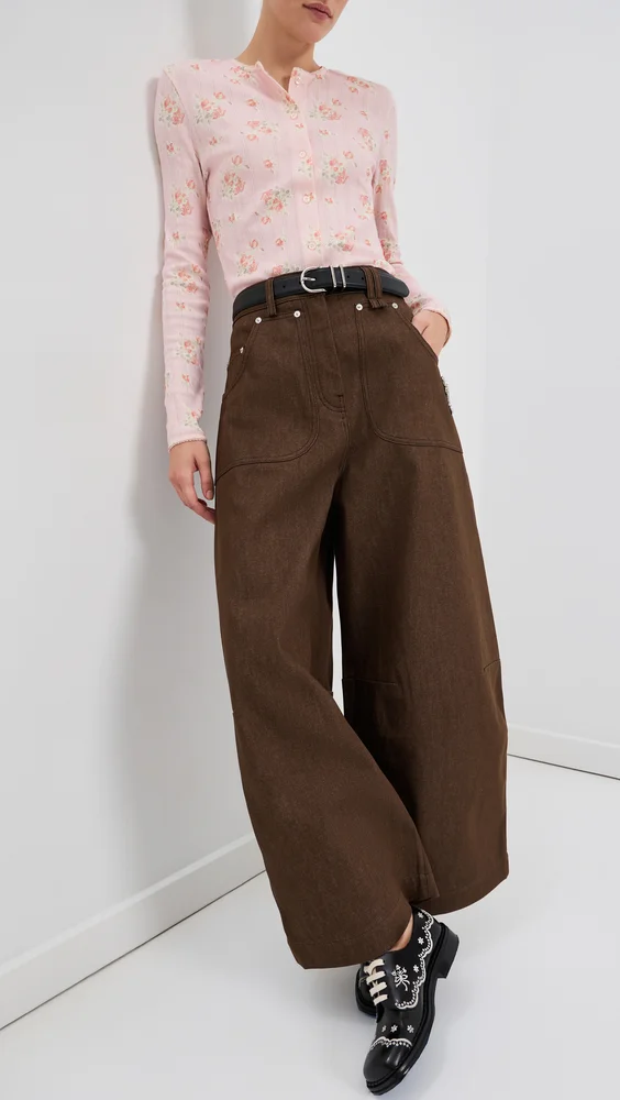 Cropped Wide Leg Utility Curve Jeans