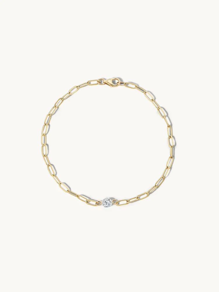 Pierced Diamond Paperclip Bracelet