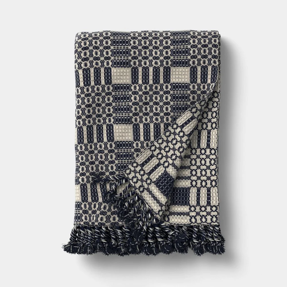 Geo Woven Throw with Tassel Fringe
