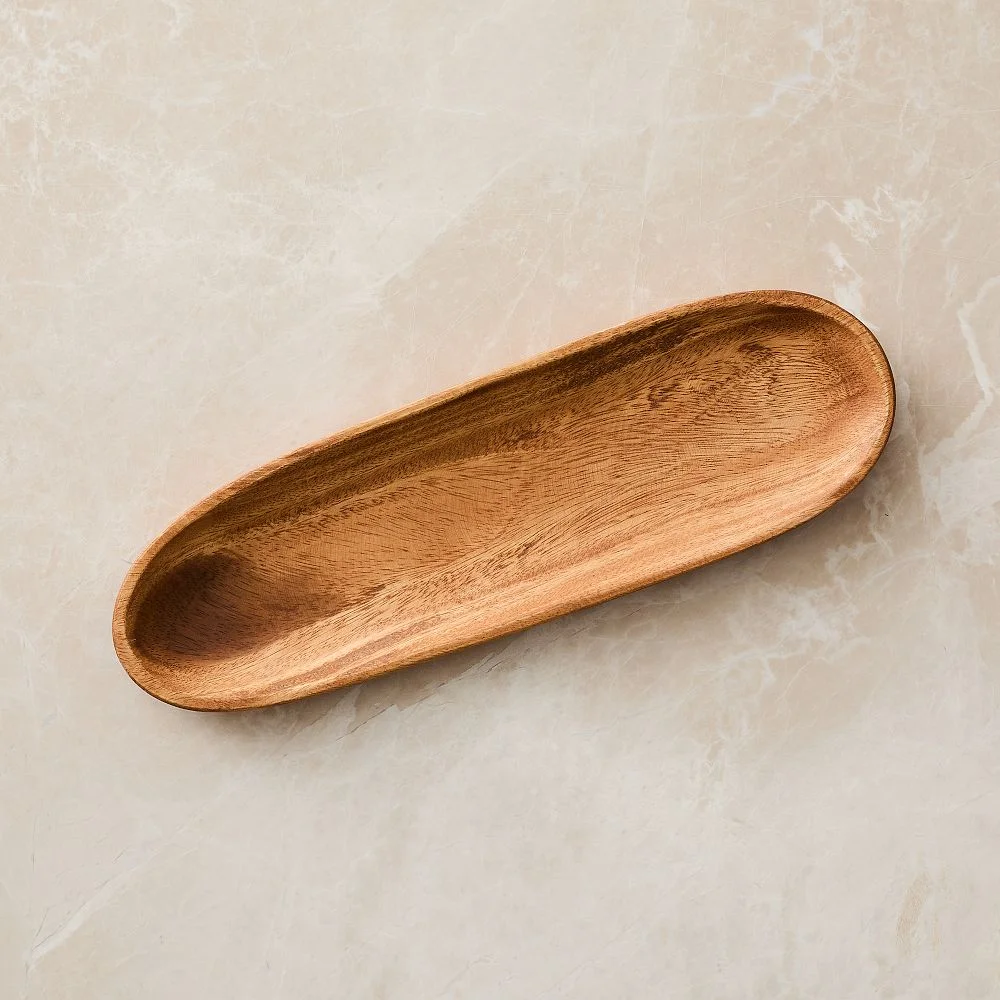 Organic Shaped Wood Serving Platters, Long 15-inch