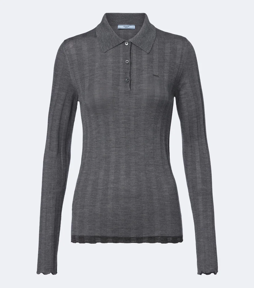 Wool and cotton polo sweater