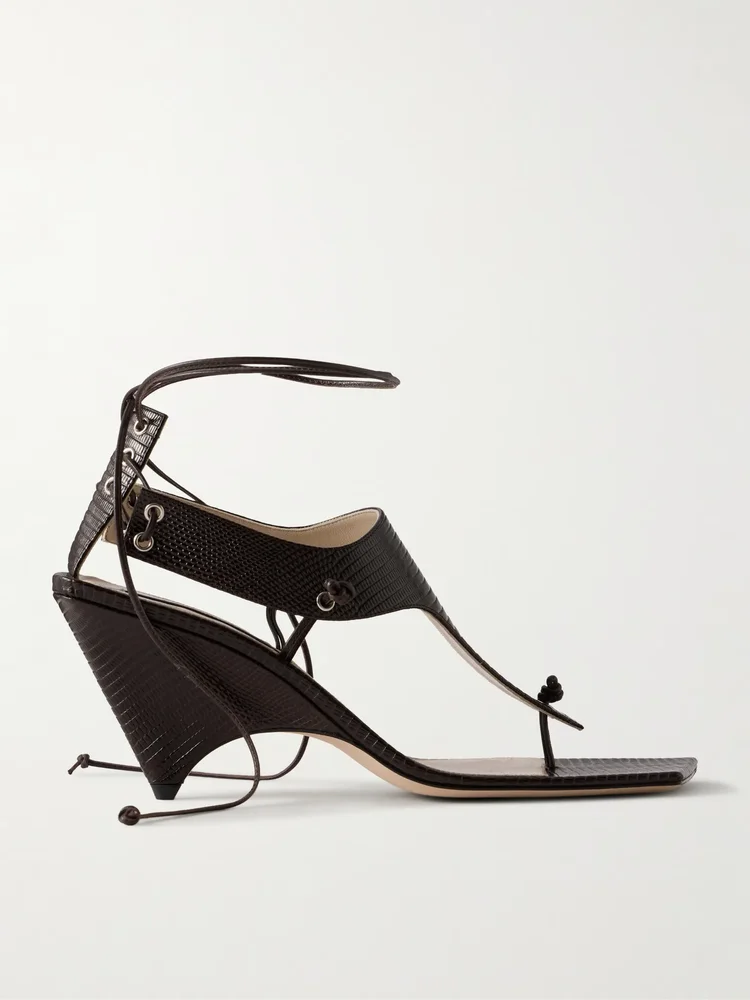 Edge T-strap 75 Textured leather sandals