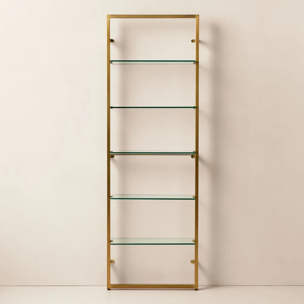 Tesso Brass Metal Wall Mount Bookshelf