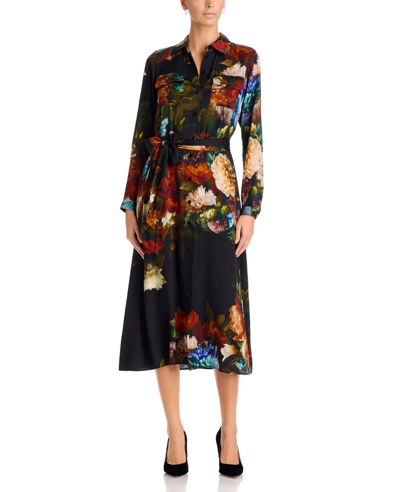The Kataleya Silk Blend Belted Shirt Dress