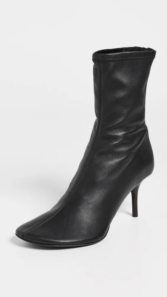 Stretch Leather Ankle Boots