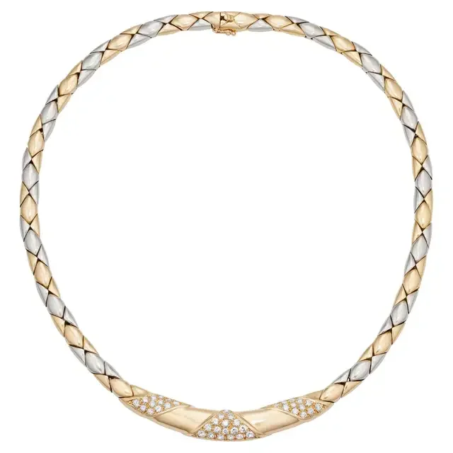 Cartier Diamond Necklace in Two Tone 18K Gold